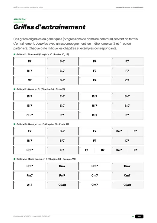 Page 562 du guide : Grilles d'entraînement